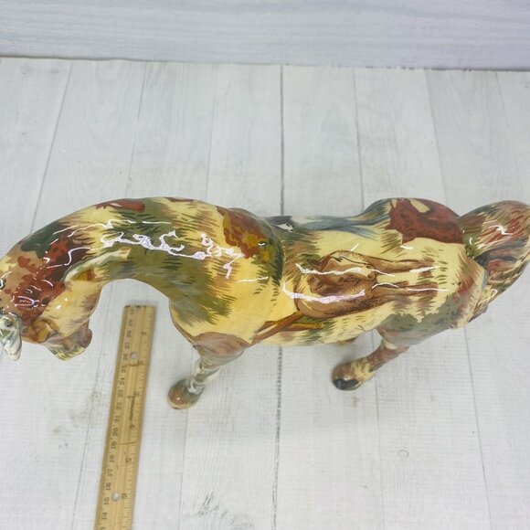 Patchwork MARE HORSE Grassland With Multi Colored Horse 10" Tall Resin Figurine - Picture 10 of 13